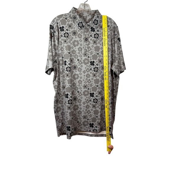 Graham Luxe Performance Golf Polo, Black/Gray Flower Power Pattern, Size Large - Picture 4 of 8
